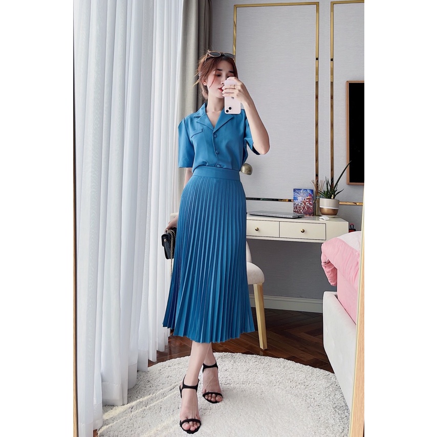 Set áo vest kèm chân váy dập ly MIMIX BT9230