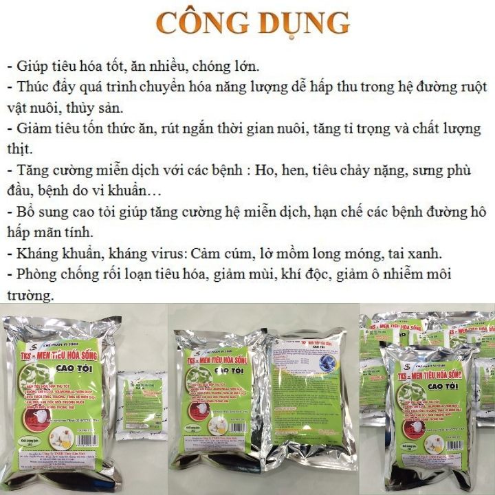 100G MEN TIÊU HÓA SỐNG CAO TỎI+100G A XÍT HỮU CƠ CHANH+100G ANTI VIRUS: Men Vi Sinh Hỗ Trợ Chăn Nuôi
