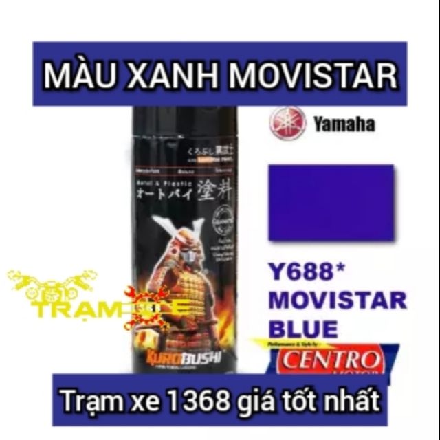 SƠN XỊT SAMURAI MÀU XANH EXCITER MOVISTAR MÃ MÀU Y688, XANH YA Z