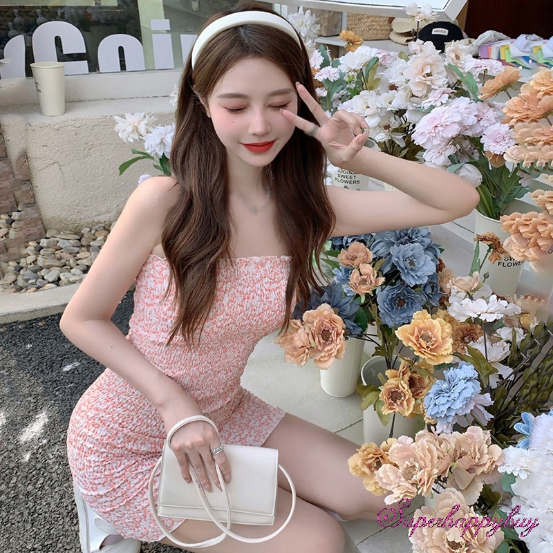 Đầm Chiffon Sát Nách Hở Vai In Họa Tiết Cho Nữ