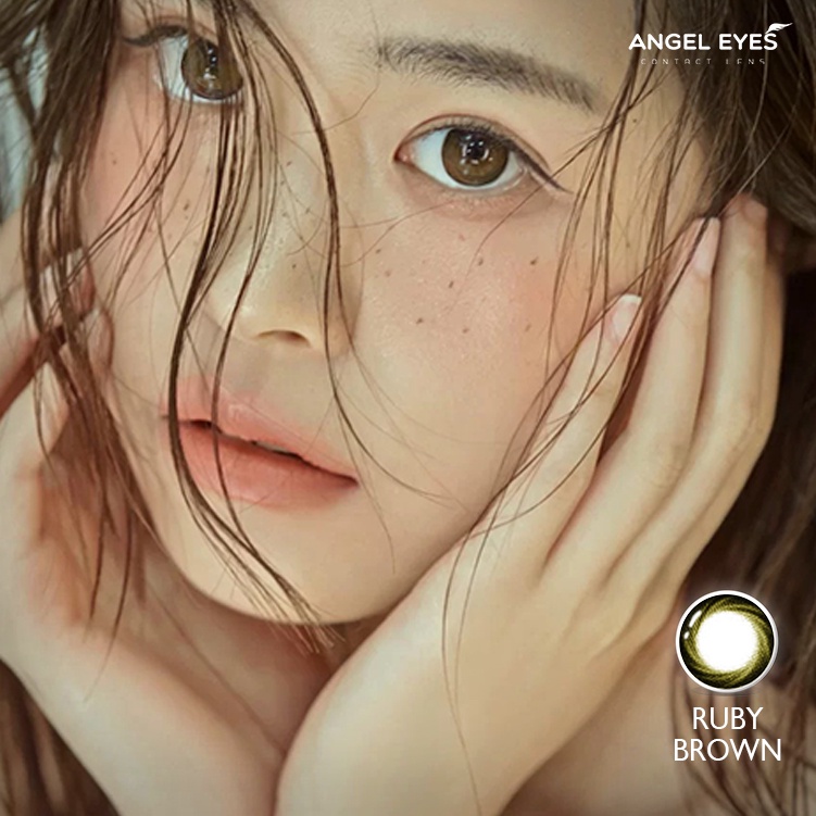 Kính áp tròng Angel Eyes - RUBY - Brown - DIA 14.2 - Không có độ cạn