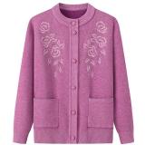 Áo Len Cài Cúc Thêu Hoa Hồng Trung Niên