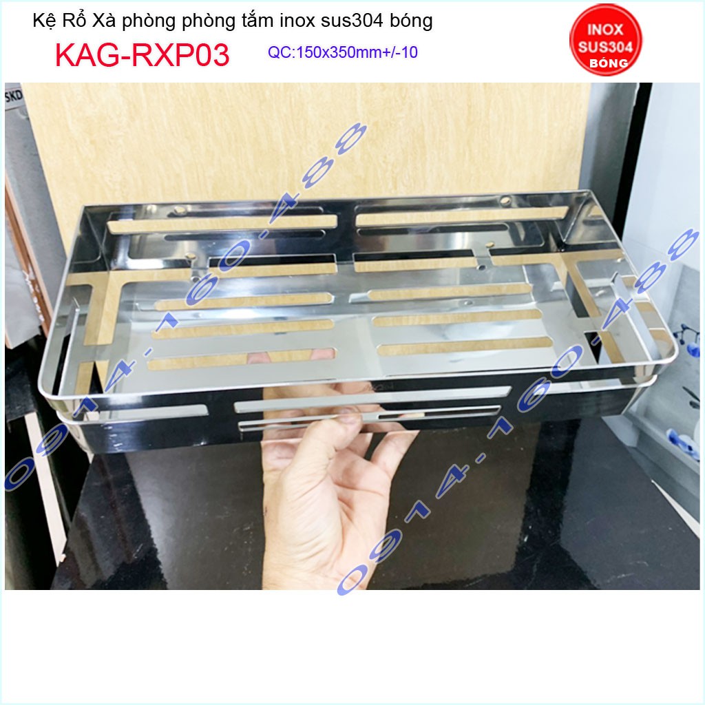 Kệ inox nhà tắm cao cấp Kacebath KAG-RXP03, kệ phòng tắm  35x15cm cao cấp inox dày  sử dụng tốt