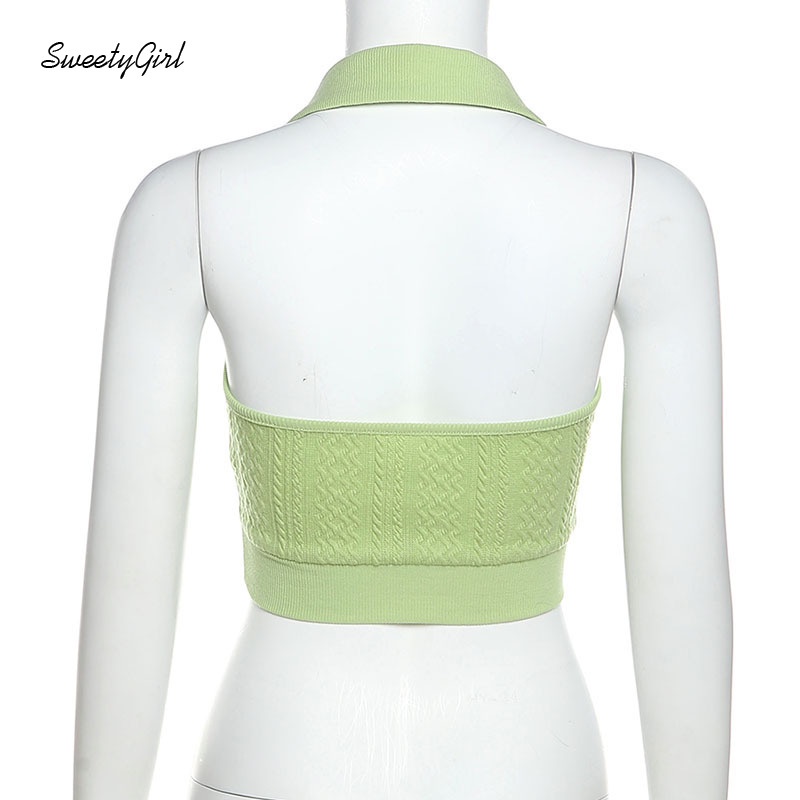 Áo Dệt Kim Cổ Chữ V Hở Lưng Màu Sắc Đơn Giản Dành Cho Nữ