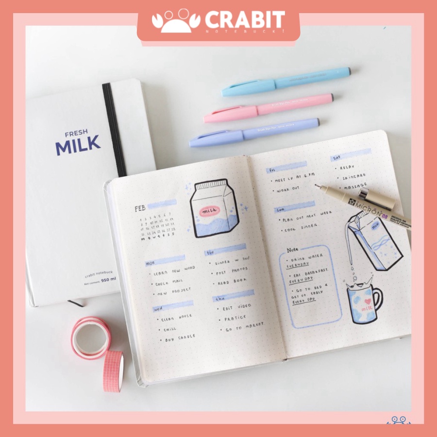 Combo sổ bút chuyên dụng Bullet Journal màu Milky