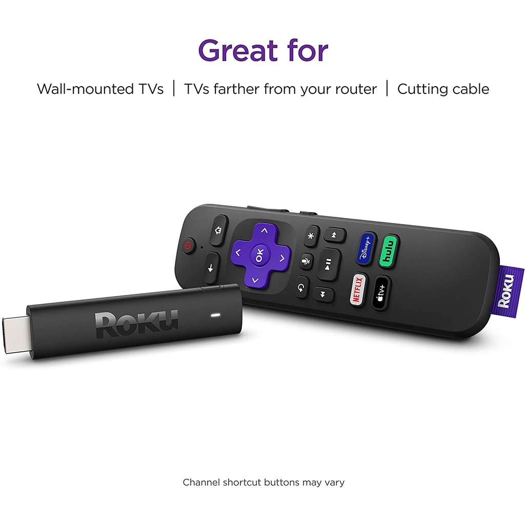 Thiết bị phát truyền hình Roku Streaming Stick 4K/HDR/Dolby Vision 2021, Express 4K+  with Roku Voice Remote, TV Control
