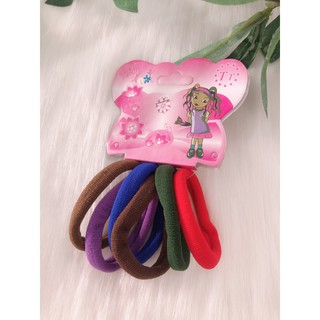 set 6 thun cột tóc trơn dễ xài, chất mịn và dai, độ co giãn tốt.