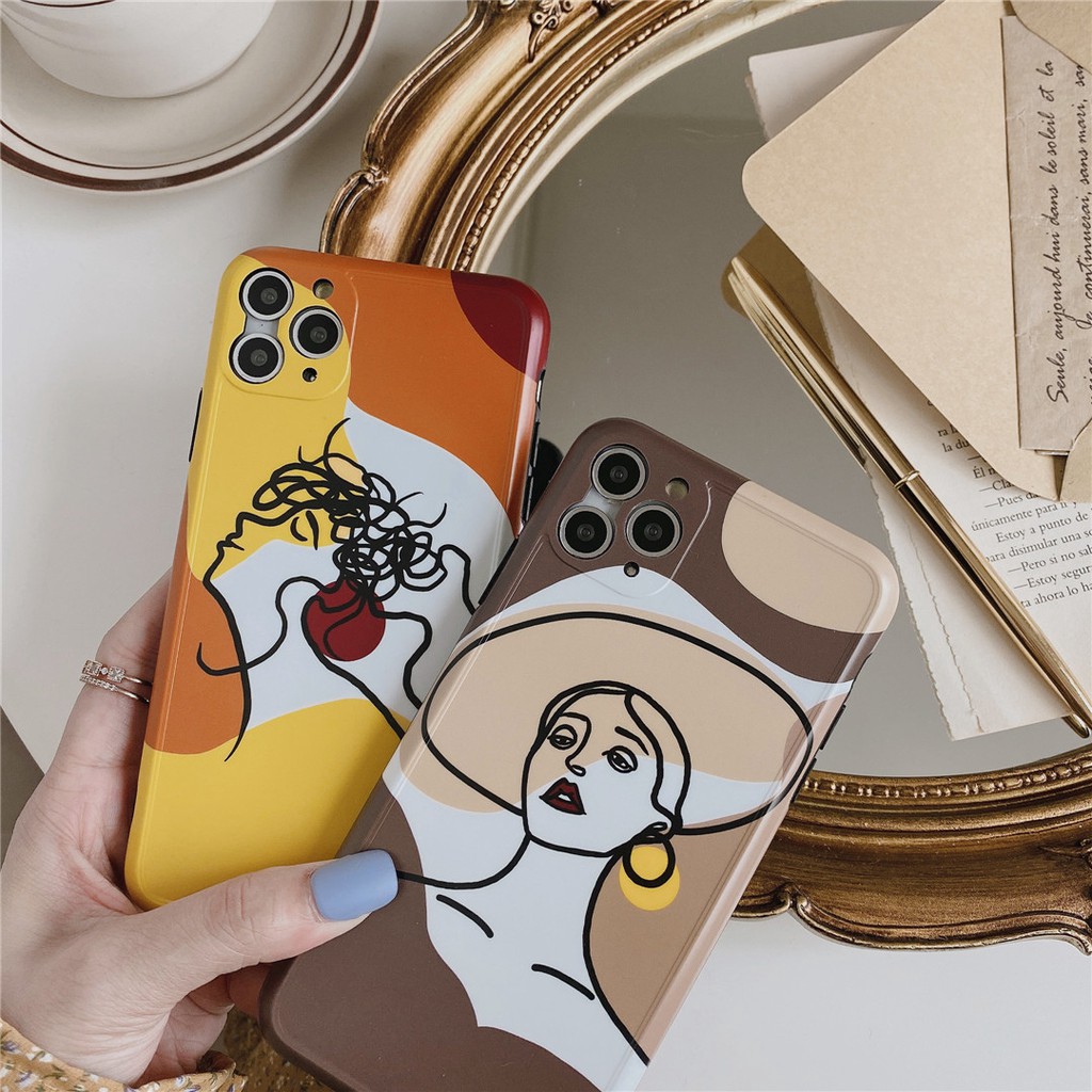 Soft Plastic Phone Cases Cute Couple cartoon Art girl Case suitable for iPhone11 PRO MAX 7/8plus SE2020 X/XS XR XSMAX