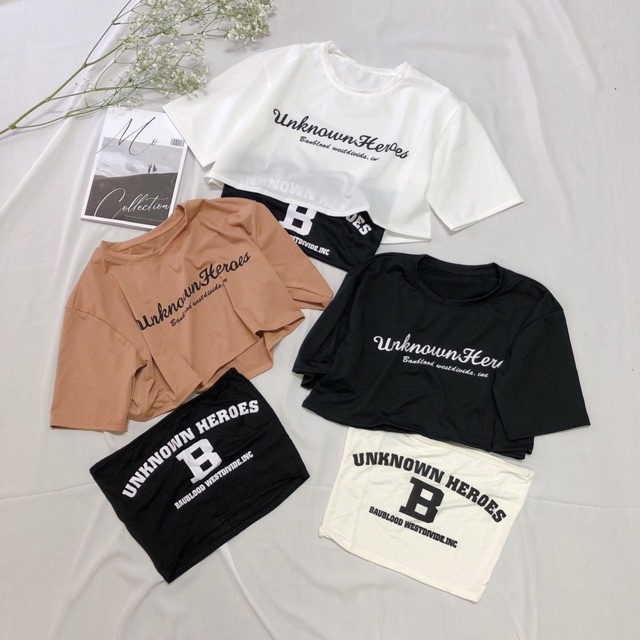 Sĩ set áo croptop ngoài và áo ống trong {video& hình chụp thật} | BigBuy360 - bigbuy360.vn