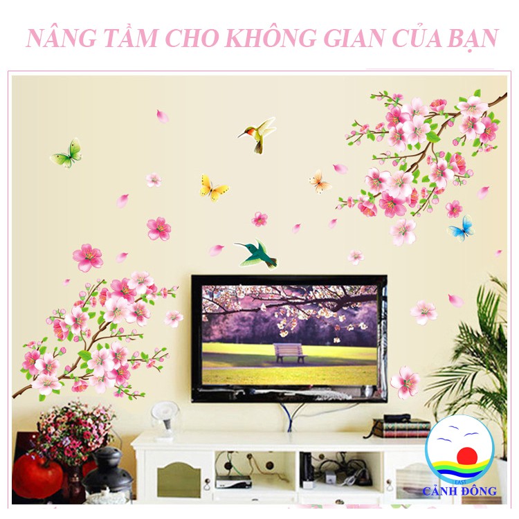 Giấy dán tường phong cảnh hoa anh đào căng tràn sức sống