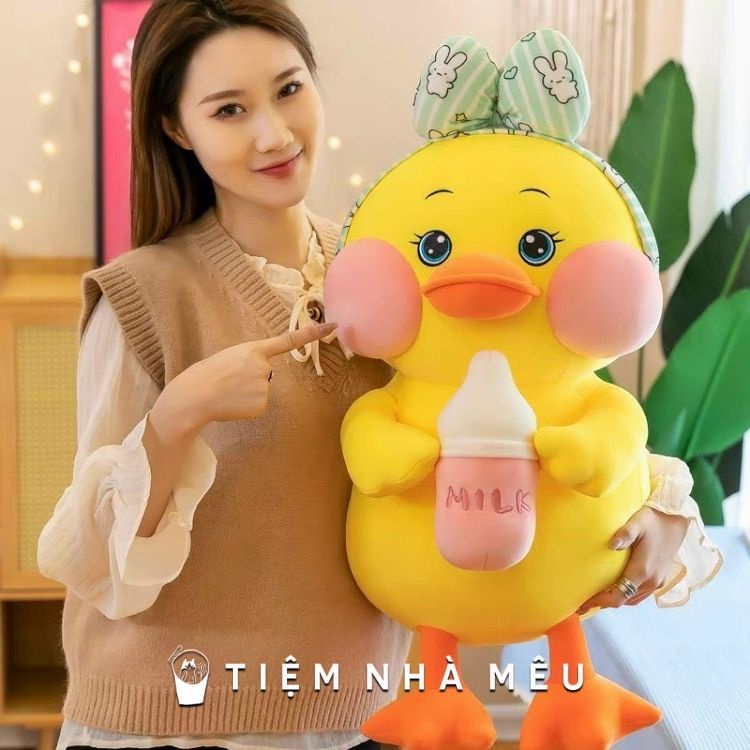 ✨Thú Nhồi Bông ✨ Gối Ôm Vịt Milk Nhung Mềm 45/75/90cm - Bông Gòn PP 3D Tinh Khiết Dành Cho Bé Hàng Cao Cấp