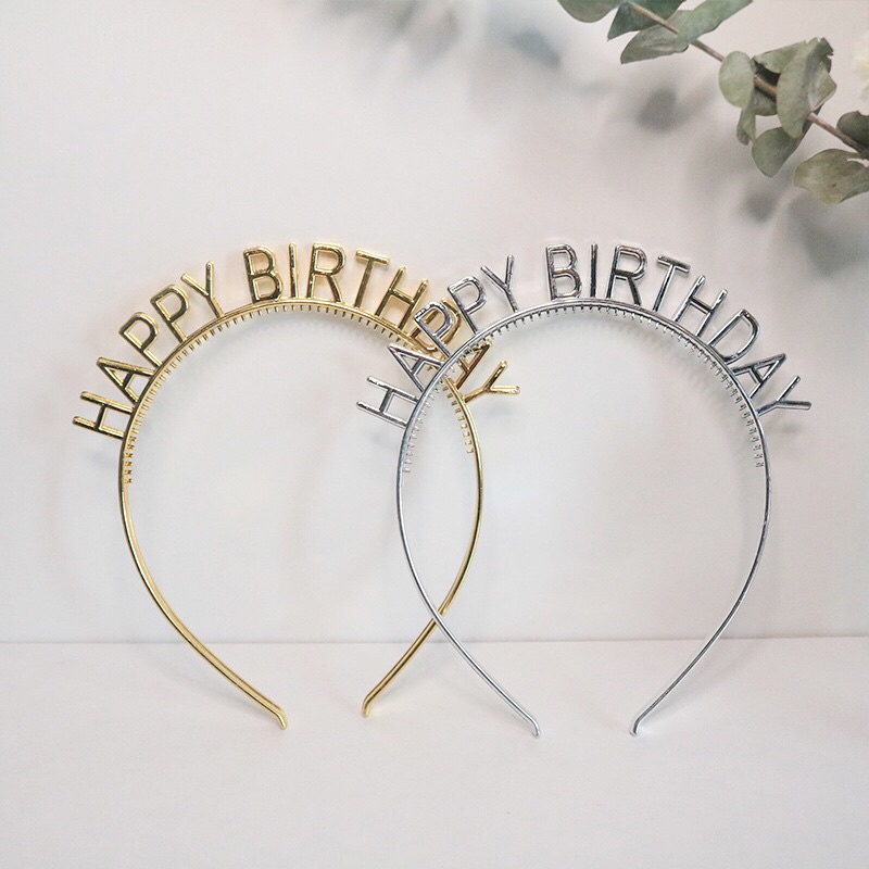 Xược nhựa Happy Birthday, Bờm Tóc -Băng Đô, Xược HAPPY BIRTHDAY Màu Bạc,Vàng,Hồng Nhựa Siêu Xinh.