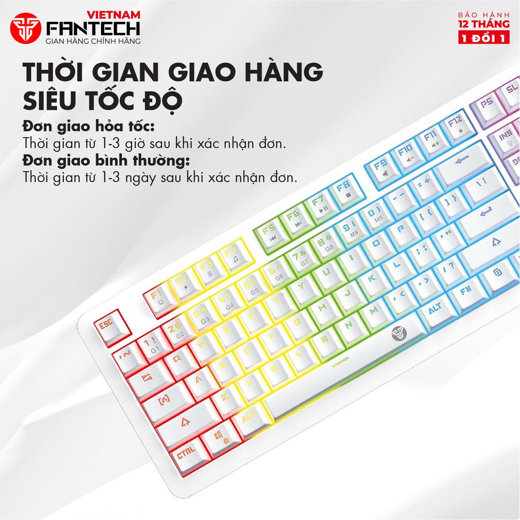 Bàn Phím Cơ Gaming Full-sized Có Dây Fantech MK852 MAXCORE Blue/Brown Switch LED RGB