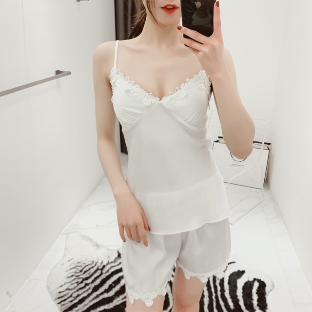 Sx 544 Bộ ngủ cao cấp kèm mút ngực -đồ ngủ lụa satin -KELLYWANG | BigBuy360 - bigbuy360.vn