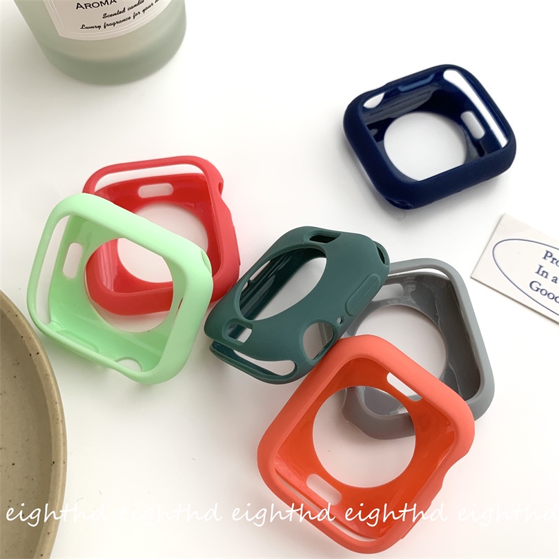 Ốp Silicone Màu Trơn Cho ĐồNg Hồ Thông Minh Series 7 6 SE 5 4 3 2 1 41mm 45mm 44mm 42mm 40mm 38mm