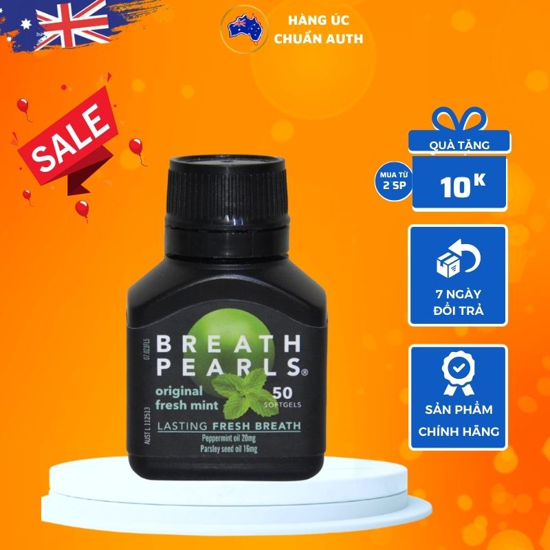 Viên uống Thơm miệng của Úc Breath Pearls Original 50 viên