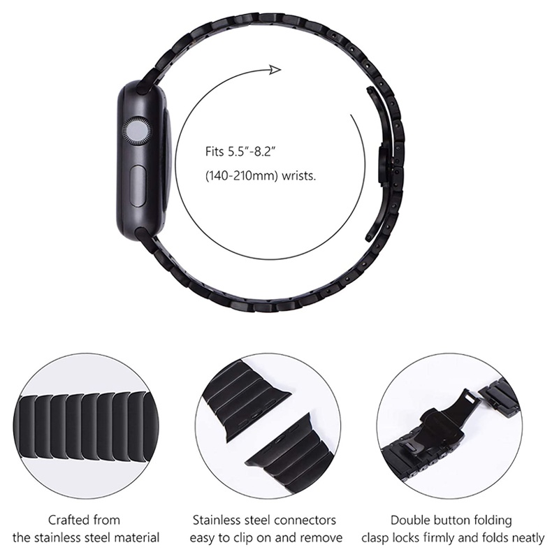 Dây Đeo Thay Thế Bằng Thép Không Gỉ 44mm 40mm Cho iwatch SE 3 2 1 42mm 6 5 4 7