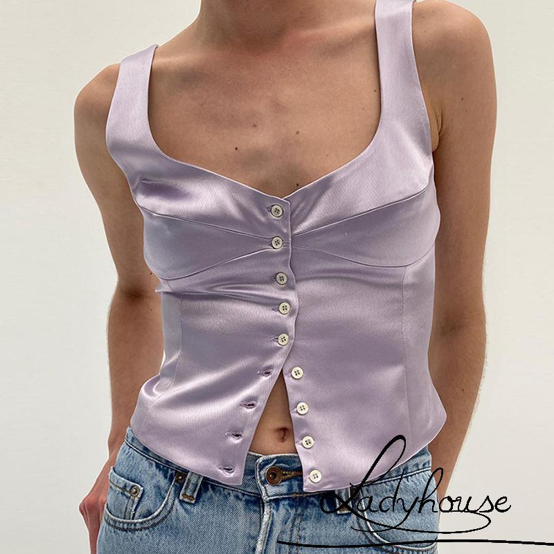 Áo Crop Top Hai Dây Màu Trơn Thời Trang Dành Cho Nữ