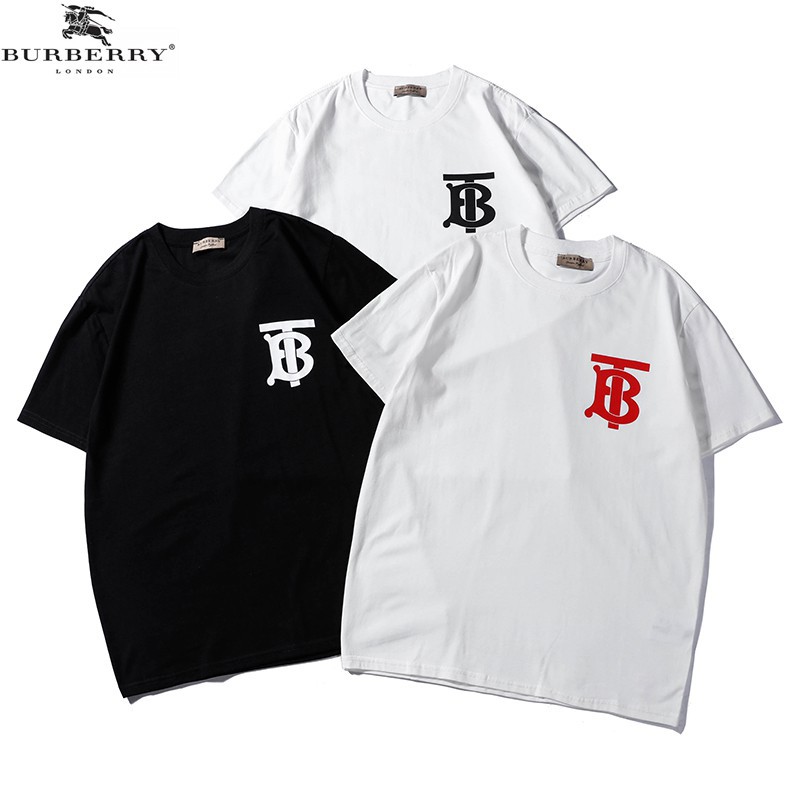 Áo Thun Burberry Tay Ngắn Cổ Tròn Chất Liệu Cotton In Hoạ Tiết Đơn Giản Trẻ Trung Dành Cho Cặp Đôi