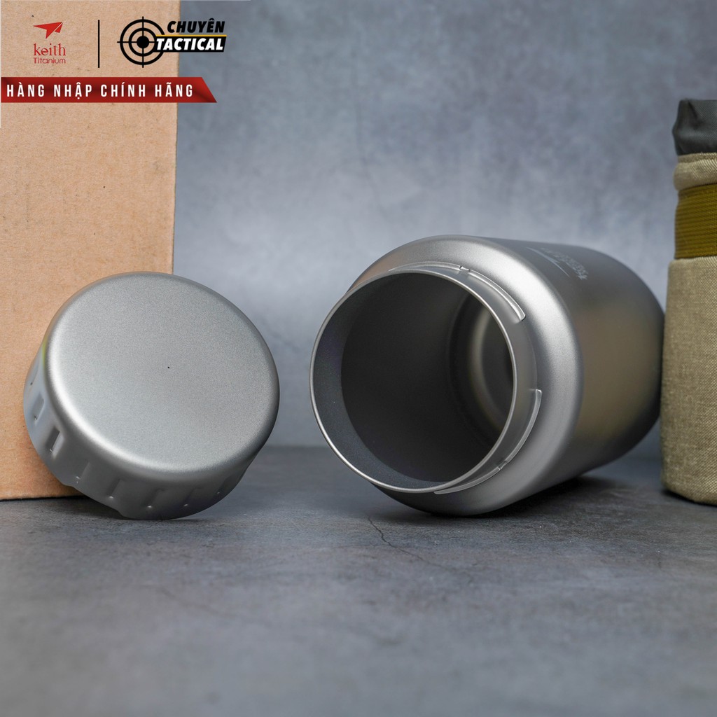 Bình Titanium 900ml Công Nghệ Không Ren + Bao Đựng và Dây Đeo Keith Ti3035
