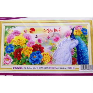 Tranh thêu chữ thập Chim công Cát Tường Như Ý LV3201