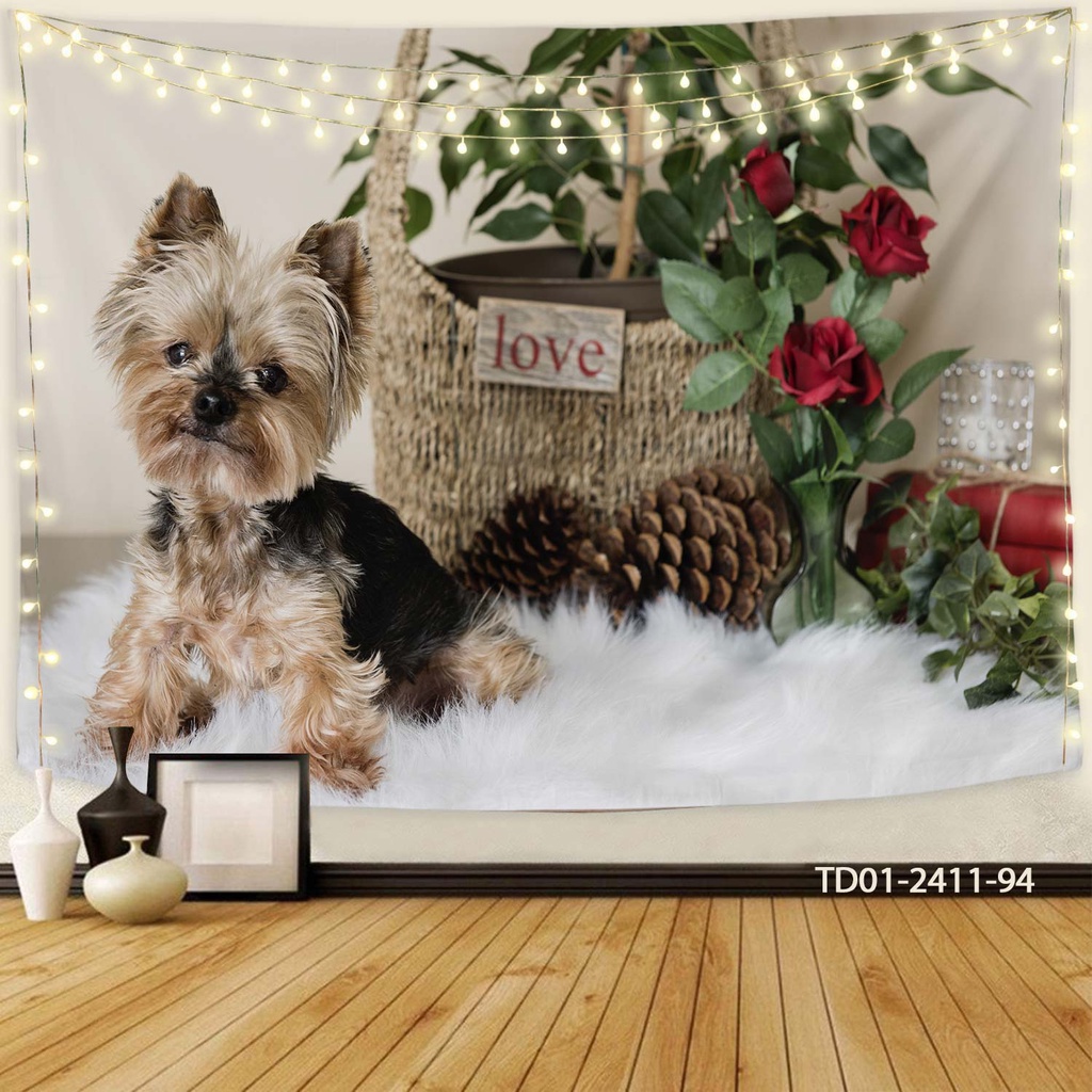 Tranh vải treo tường decor Tín Phát, thảm treo tường Thú cưng pet mèo, chó dễ thương