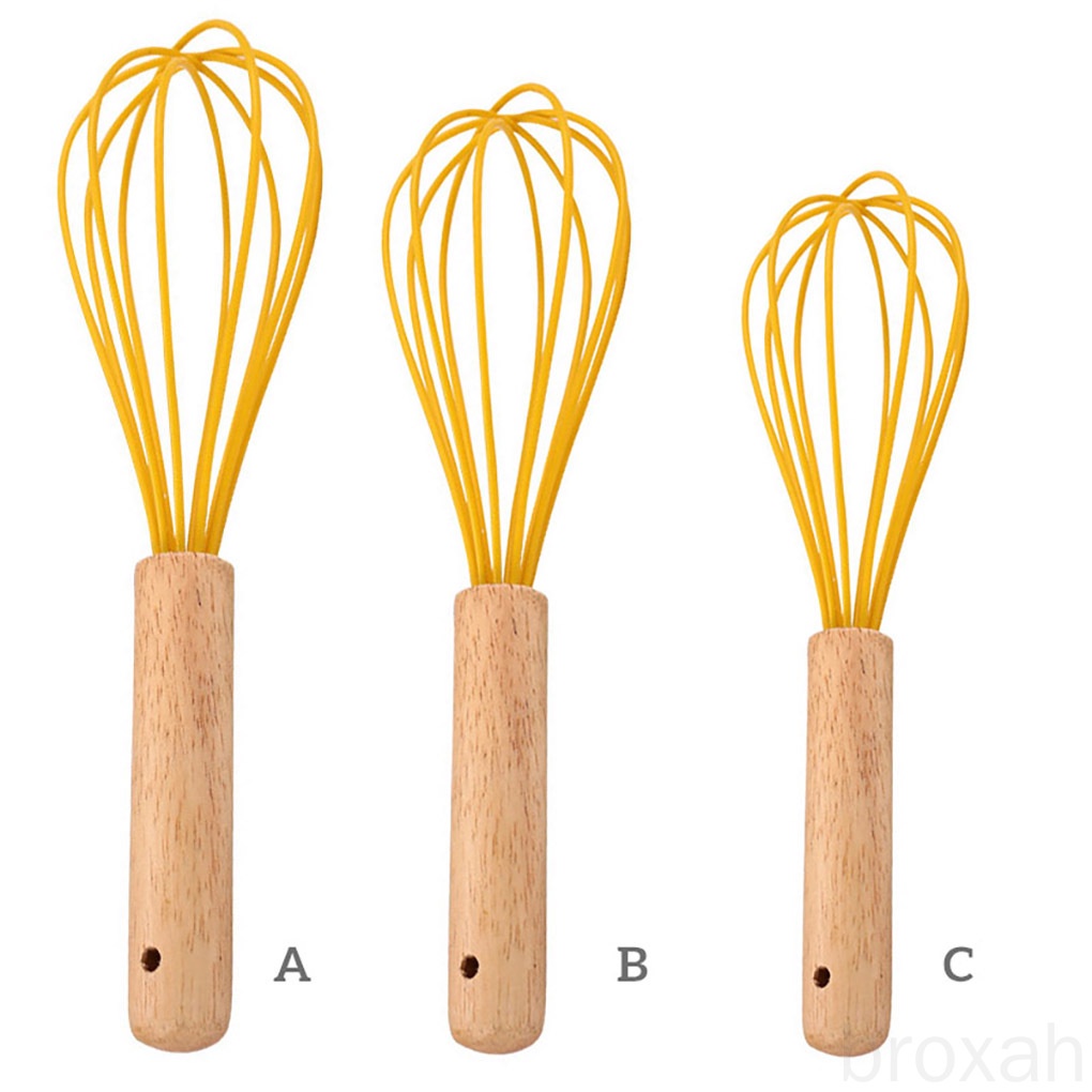 Silicone Dụng Cụ Đánh Trứng Bằng Silicon Cán Gỗ Tiện Dụng Cho Nhà Bếp