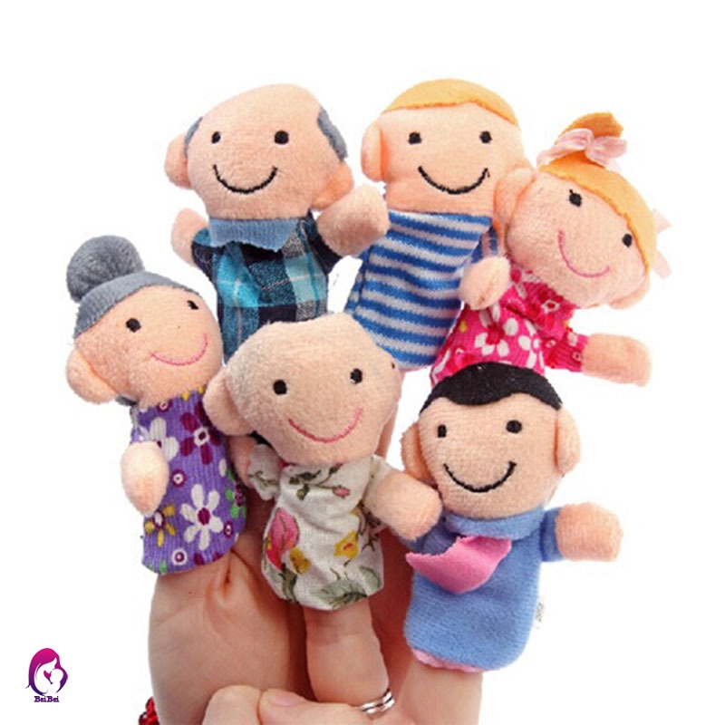 【Hàng mới về】 6 Pcs Finger Family Puppets Cloth Doll Props for Kids Toddlers Educational Toy