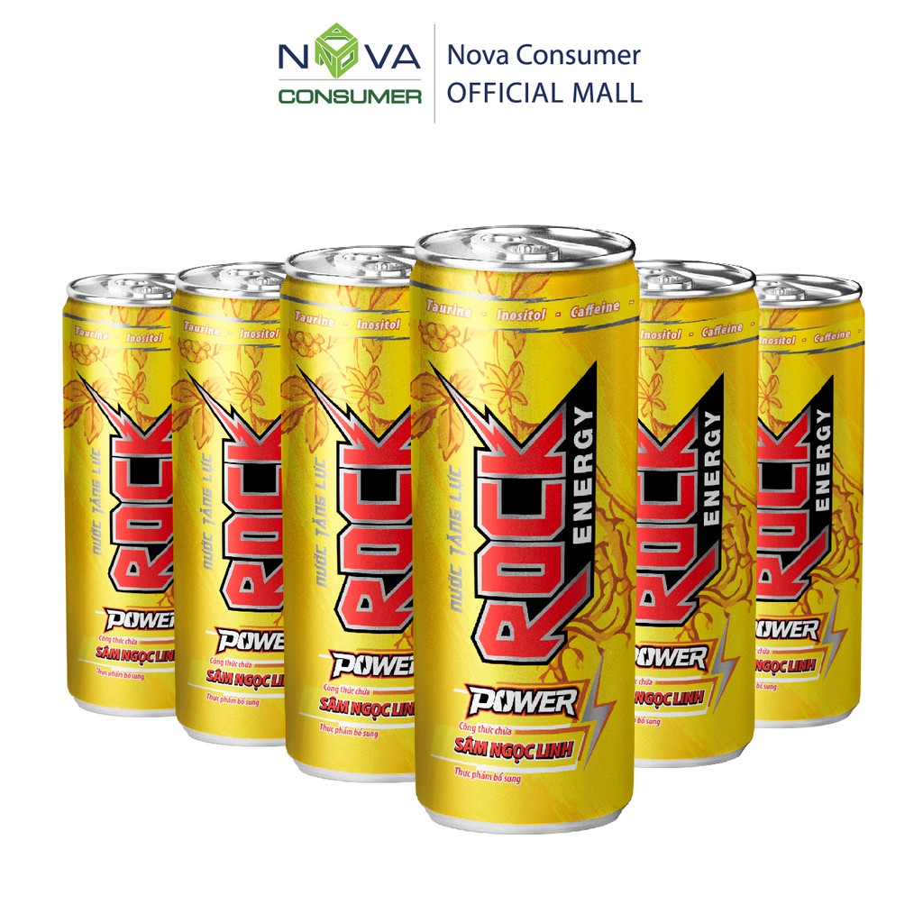 [Combo 6 lon] Nước tăng lực Rock Energy Power chứa Sâm Ngọc Linh (240ml x 6 lon)