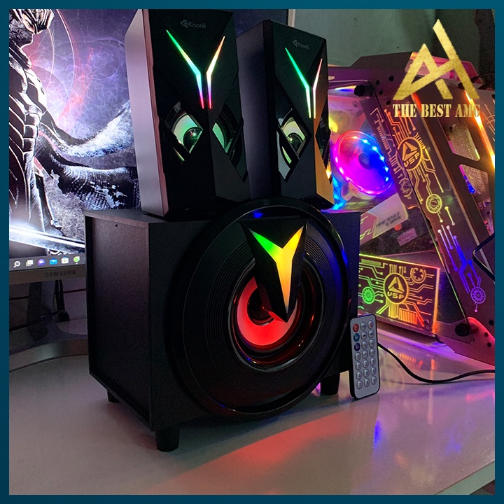 Loa Máy Tính Để Bàn Bluetooth Chính Hãng  LED RGB 2.1 Kisonli TM-1000U Loa Vi Tính Nghe Nhạc Laptop Pc Gaming
