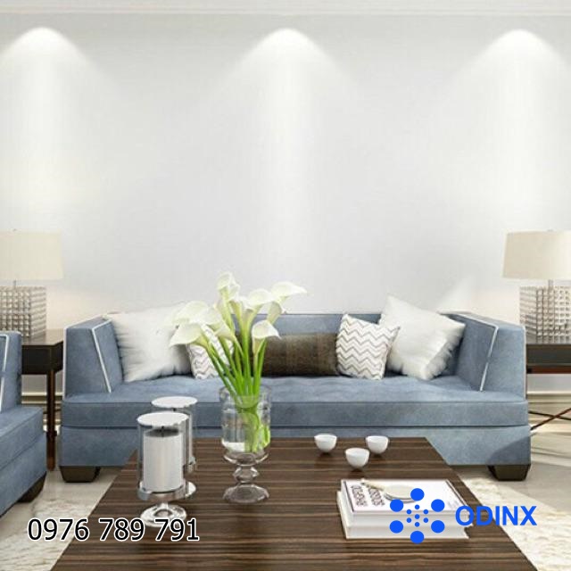 Giấy Dán Tường Màu Trắng Vân Vải Có Keo Sẵn Cuộn 10m Trơn Đẹp Cho Phòng Ngủ