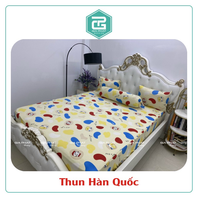 Bộ ga gối Thun Lạnh Hàn Quốc { 4 Món } họa tiết Bò Sữa ( 1 ga bọc + 2 vỏ gối nằm + 1 vỏ gối ôm )