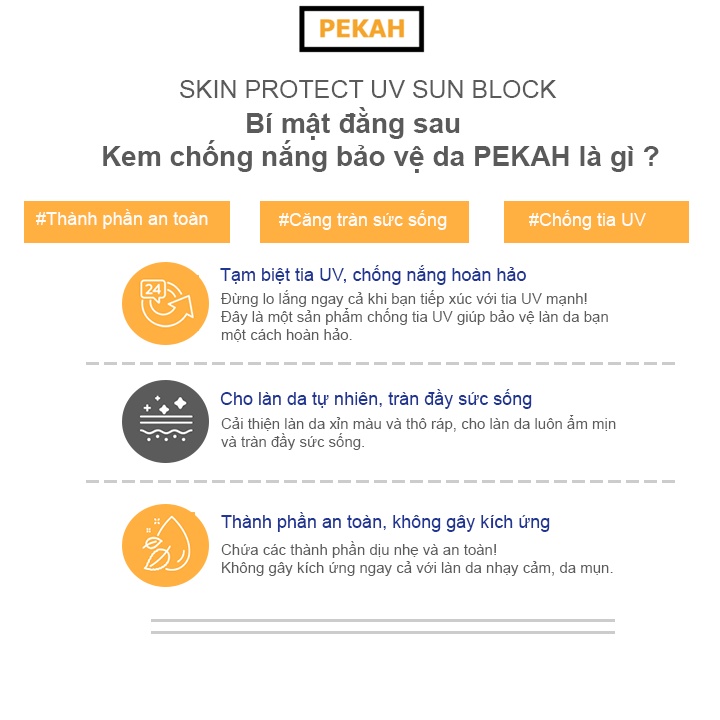 Kem chống nắng Vật Lý PEKAH SKIN PROTECT UV SUN BLOCK SPF50+/PA+++ 70ml