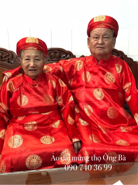 Áo Dài Mừng Thọ Ông Bà Gấm Thọ Thượng Hải
