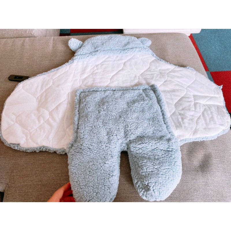 Chăn Ủ Gấu Lông Cừu Có Chân Cho Bé Loại Dày 3 Lớp Trần Bông Cho Bé 0-3 Tháng
