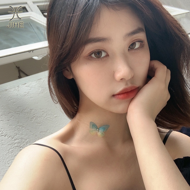Vòng Cổ Choker Vải Tuyn Hình Bướm Ba Chiều Trong Suốt Thời Trang