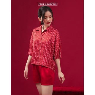 Folie Homewear đồ mặc nhà tay ngắn quần short lụa FB100.1