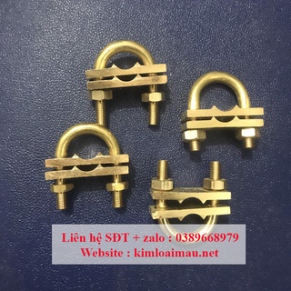 Kẹp tiếp địa xiết cáp chữ U bằng Đồng ( Kẹp cọc và cáp )