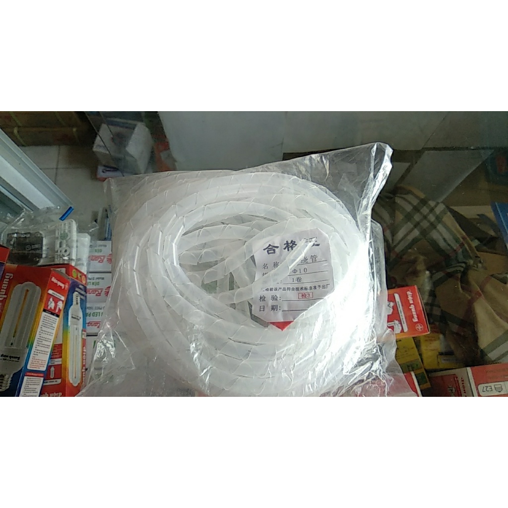 Dây xoắn  màu trắng quấn dây điện, loại phi 6 đến phi 16