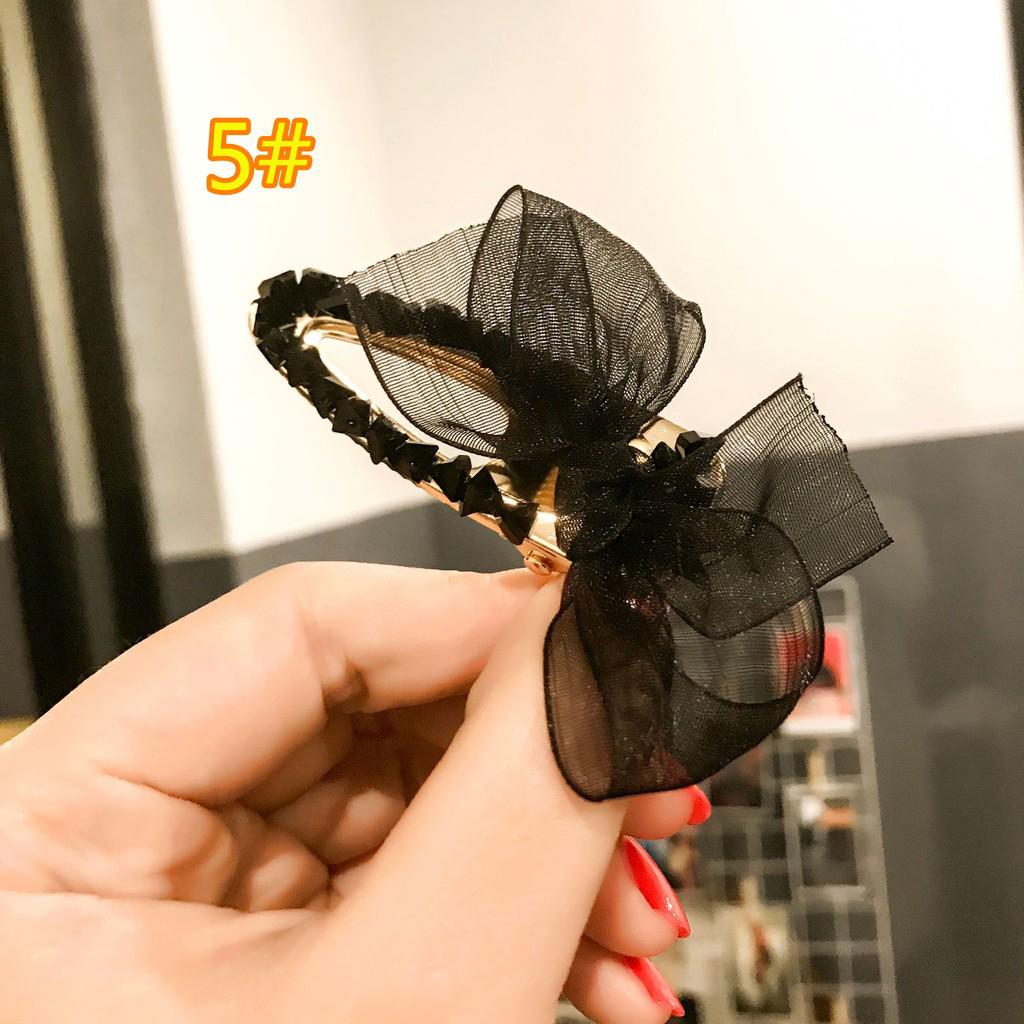 Kẹp tóc nơ đính đá thời trang nữ