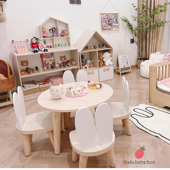 Bàn học cho bé, bàn học sinh bằng gỗ, mẫu bàn giúp bé ngồi đúng tư thế