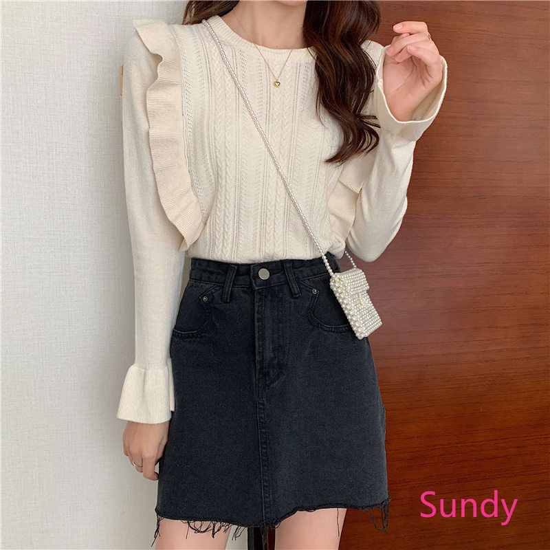 Áo Sweater Dệt Kim Thiết Kế Xinh Xắn Cho Nữ