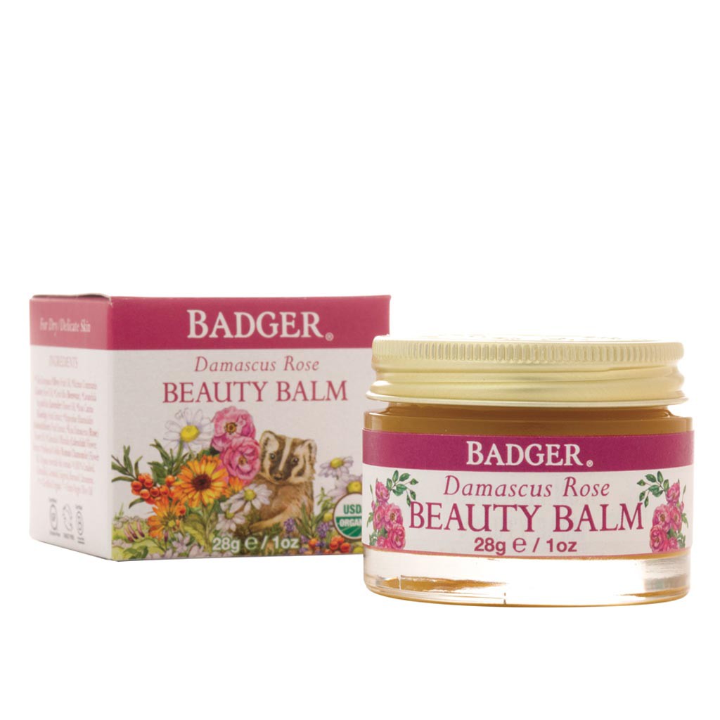 Sáp dưỡng da hoa hồng BADGER dưỡng ẩm ngày đêm, làm sáng da, chống lão hóa - Damascus Rose Balm - USDA Organic