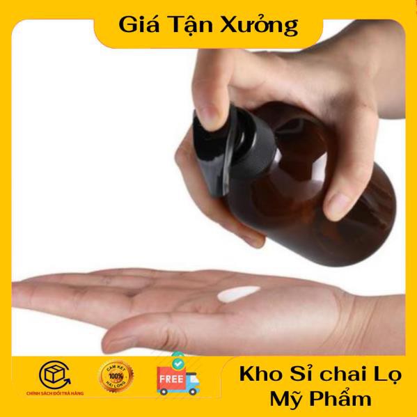 Chai Chiết Mĩ Phẩm ❤ TRÙM SỈ ❤ [300ml,500ml] Chai nhựa pet xịt vòi nhấn nâu,rêu chiết mỹ phẩm , phụ kiện du lịch