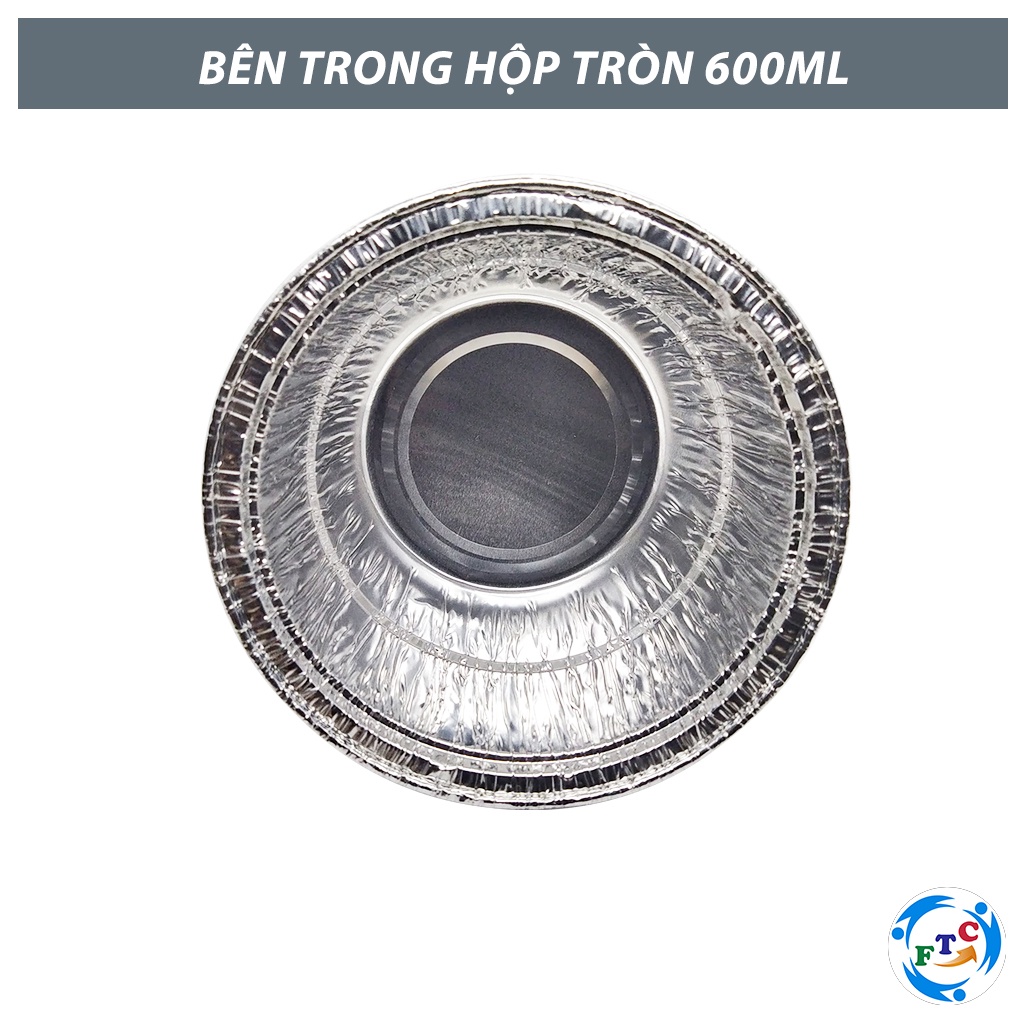 Khay nhôm Ftc bát nhôm 600ml có nắp dùng 1 lần hàng đẹp MS140