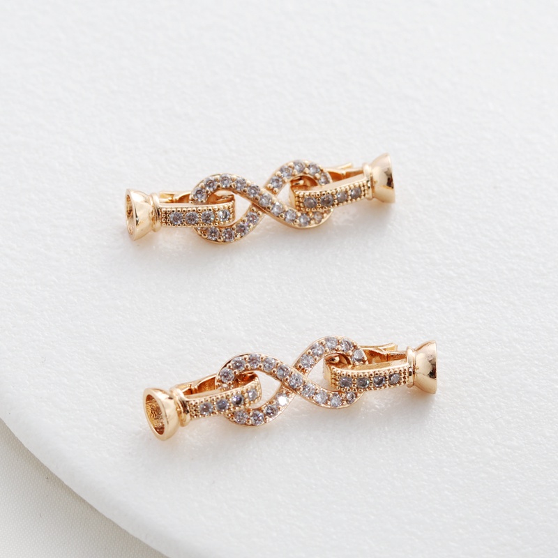 Phụ Kiện Trang Sức Vòng Cổ/Vòng Tay/Dây Chuyền 14k Đính Đá Zircon Size 8 Hai Đầu Khóa Cài diy