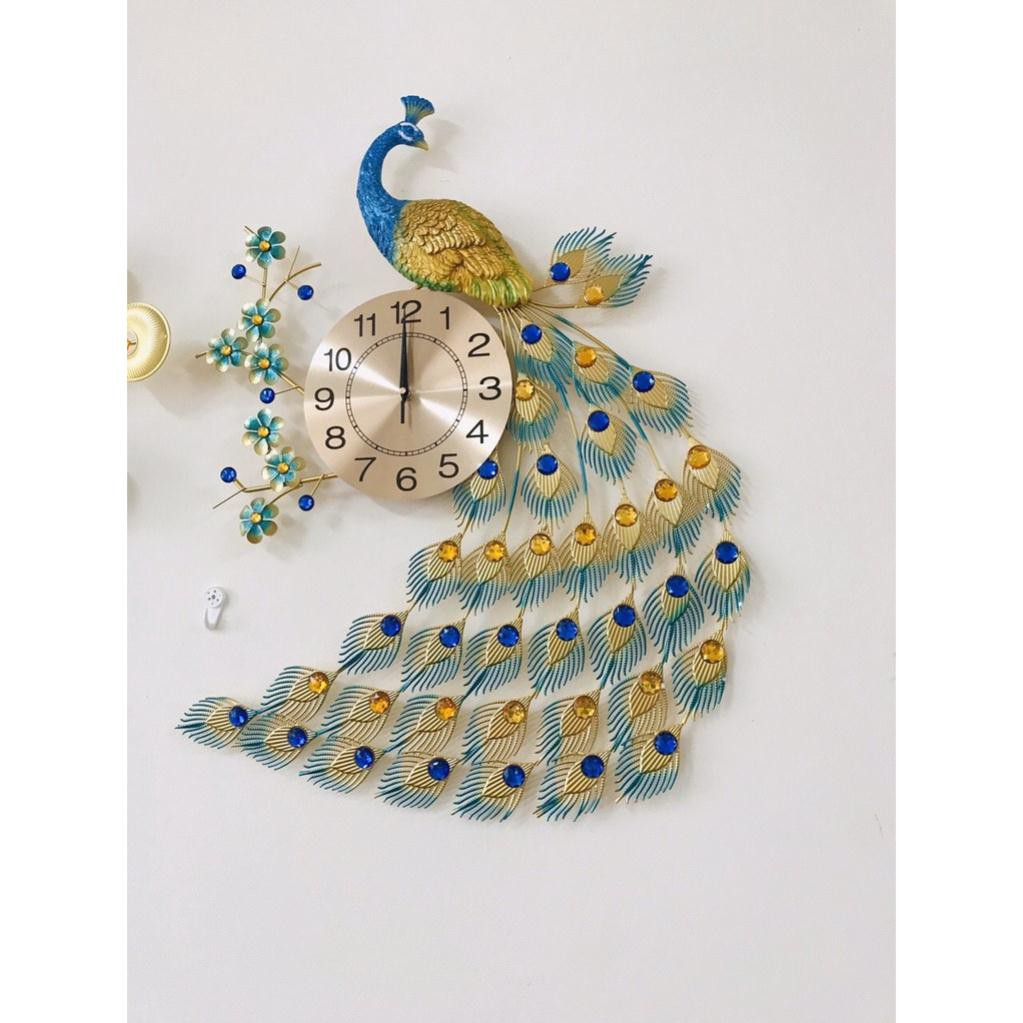 Đồng Hồ Treo Tường Trang Trí Phòng Khách Chim Công TT053