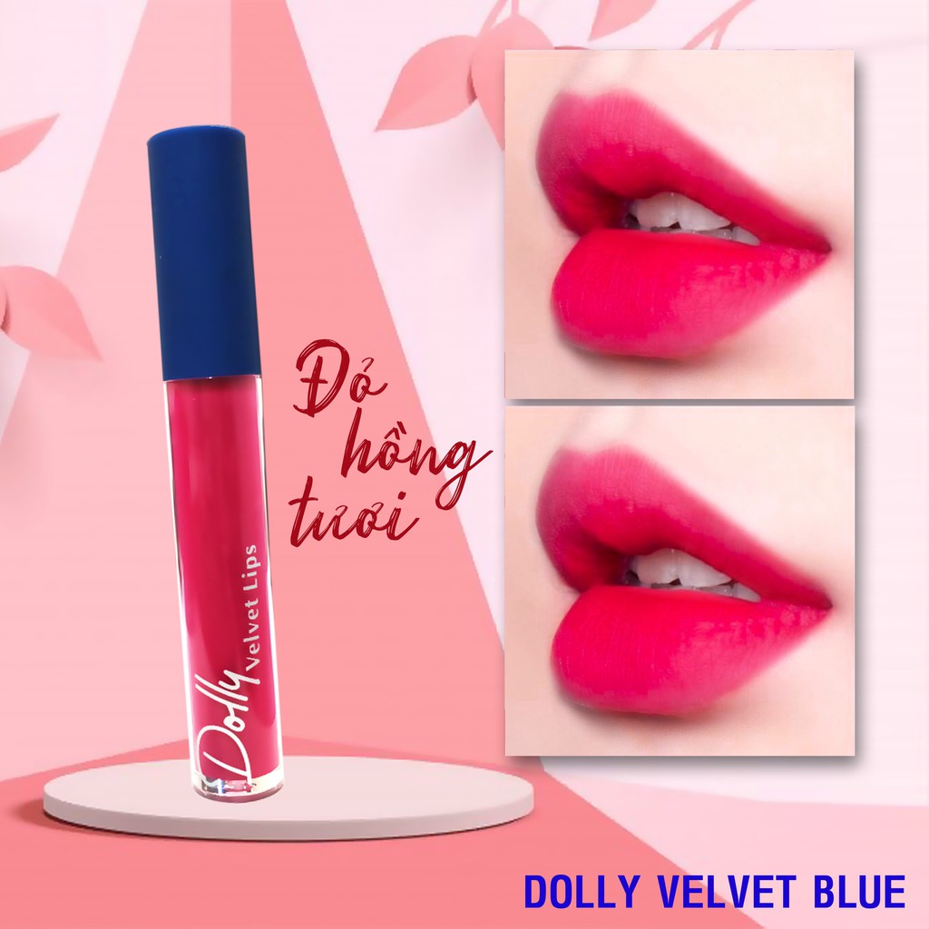 [Đỏ Hồng Tươi ] Son Cao Cấp Dolly Velvet Lips Blue Classic 2020 Màu Đỏ Hồng Tươi Xinh Xinh