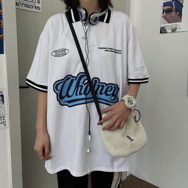 Áo Polo tay lỡ WHOLNEY áo phông tay lỡ cổ bẻ unisex nam nữ form rộng oversize basic tee phong cách Ulzzang tee