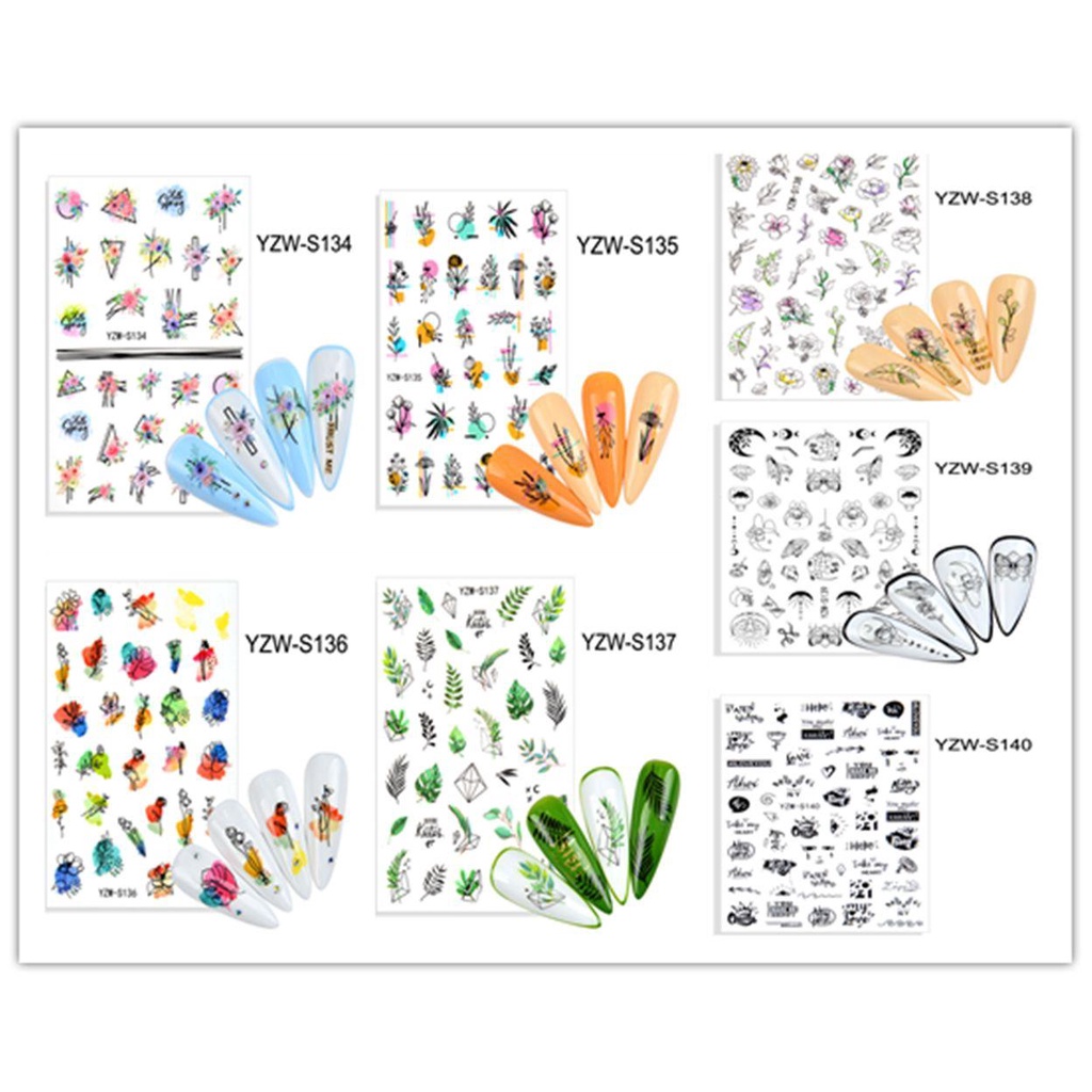 ♪Con đường♪ 1 Tờ Nhãn Dán Trang Trí Móng Tay Hình Hoa Oải Hương Thời Trang Mùa Hè